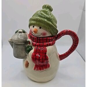 Vintage Hallmark Mitford Jan Karon Snowman Ceramic Teapot 8" Height